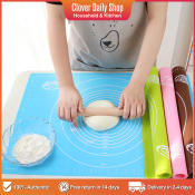 Silicone Baking Mat with Rolling Pin Non Stick Heat Resistant Pastry Baking Mat with Measurement Rolling Dough Cushion Cake Kneading Pad Dough Liner Pad Fondant Mat Counter Mat Baking Tools