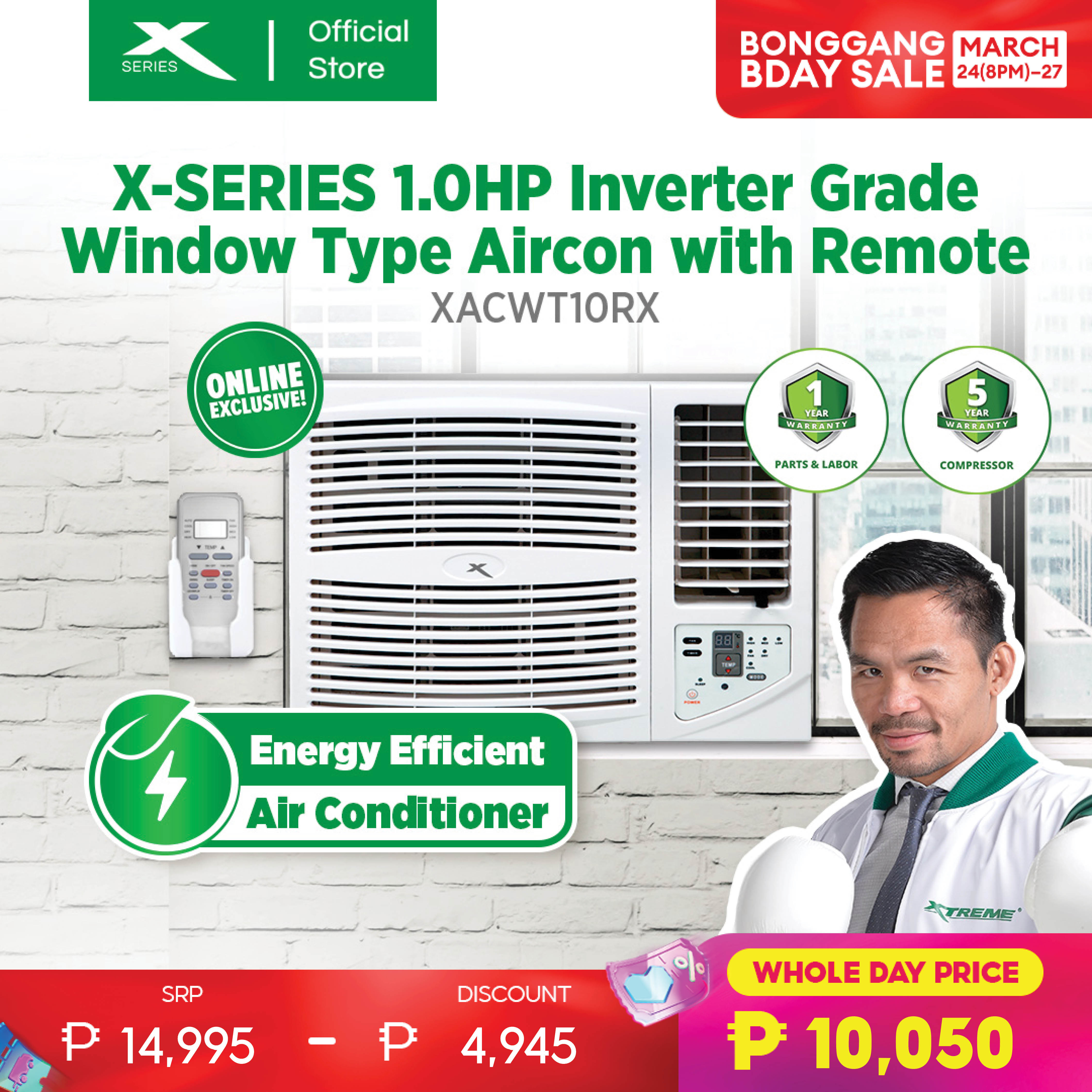 X-SERIES 1HP Energy Efficient Window Aircon with Remote Control
