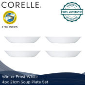4pc 21cm Soup Plate Set - Winter Frost White