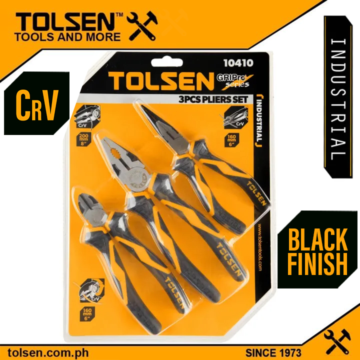 Tolsen Industrial 3pcs Plier Set GRiPro Series 10410