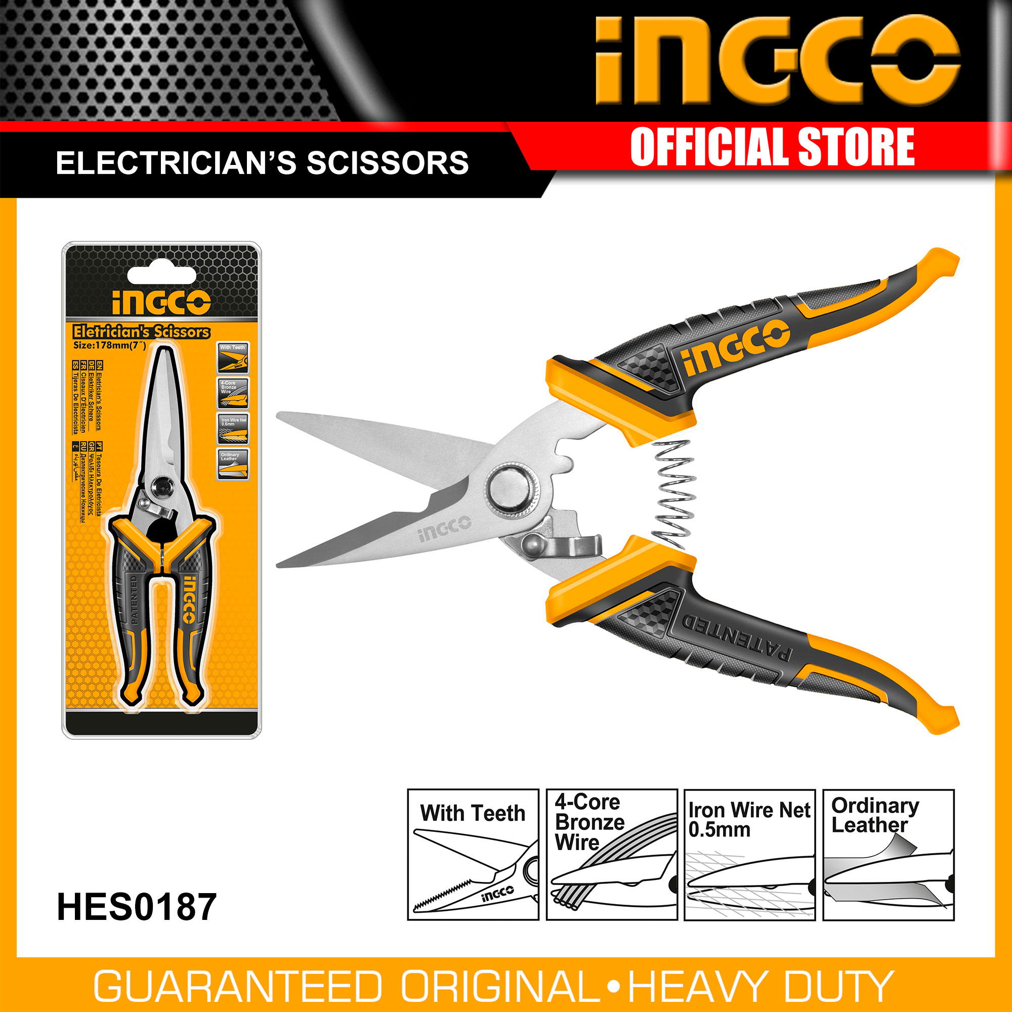 Tijera Electricista 145mm INGCO REF HES02855 – Hechi Tools