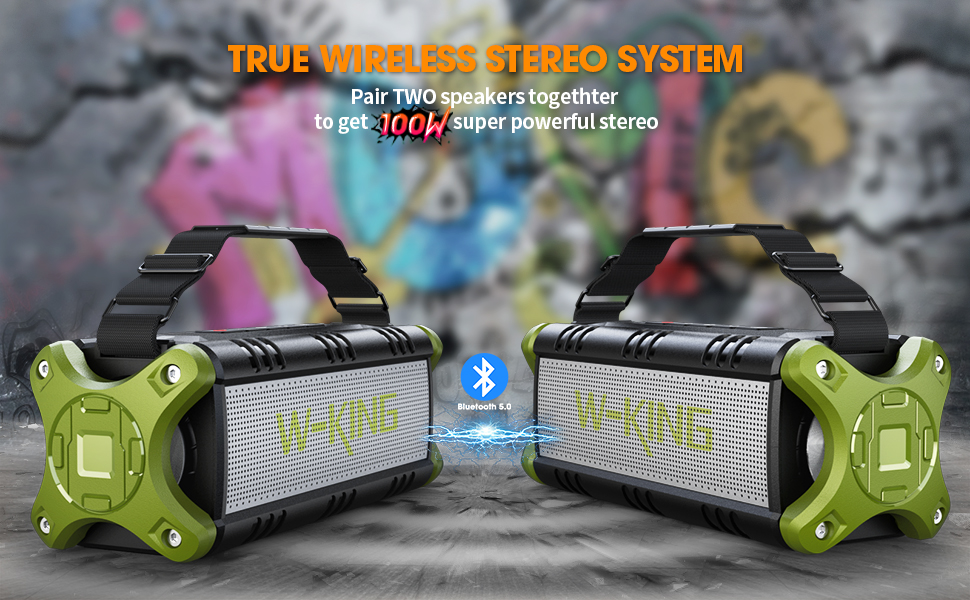 W-KING D8 True Wireless Stereo System, 50W Deep Bass Portable Loud ...