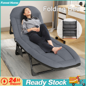Portable Folding Bed with Adjustable Backrest and Storage Pocket