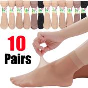 Summer Ultra Thin Ankle Socks for Women (10 Pairs)