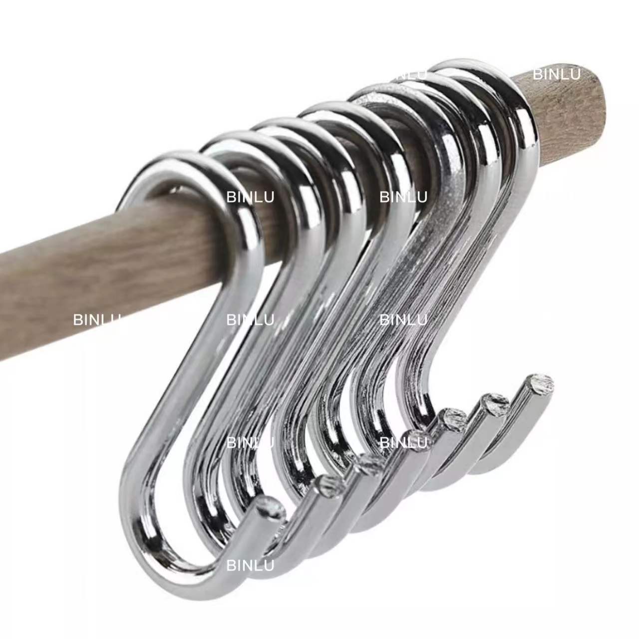 Stainless steel S-shaped hook/hooks,heavy duty S-hooks for hanging  clothes/kitchen/office,multipurpose metal hooks,BINLU