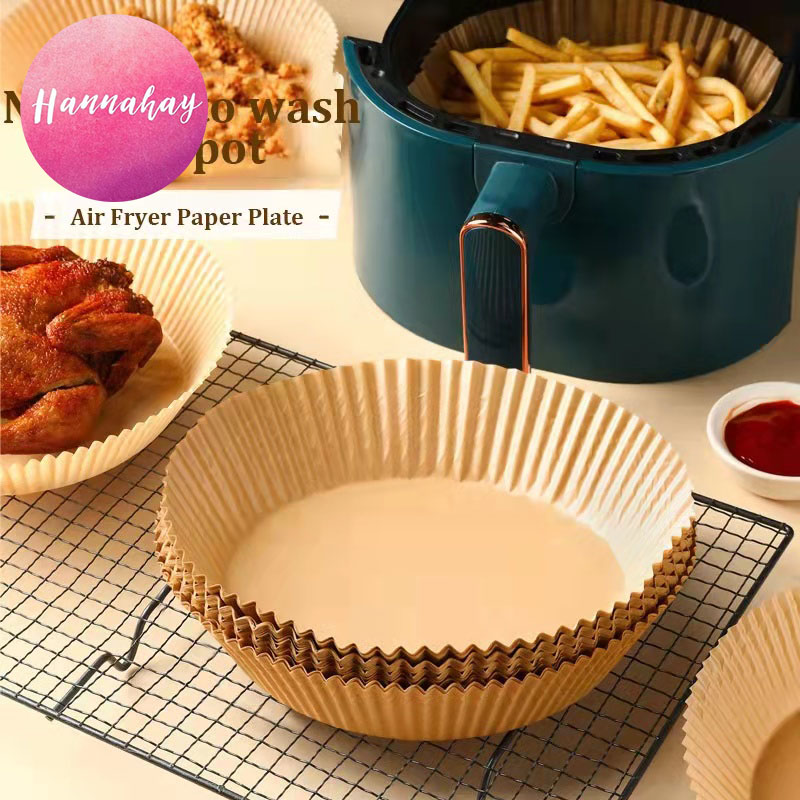 50pcs air fryer paper plate liner square liner disposable air fryer liner -  waterproof and oilproof, non-stick, heat-resistant facial paper oven  barbecue baking paper plate kitchen gadgets, kitchen accessories food-grade  oven liner
