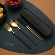 Gold Stainless Steel Cutlery Set with Box - 3-in-1