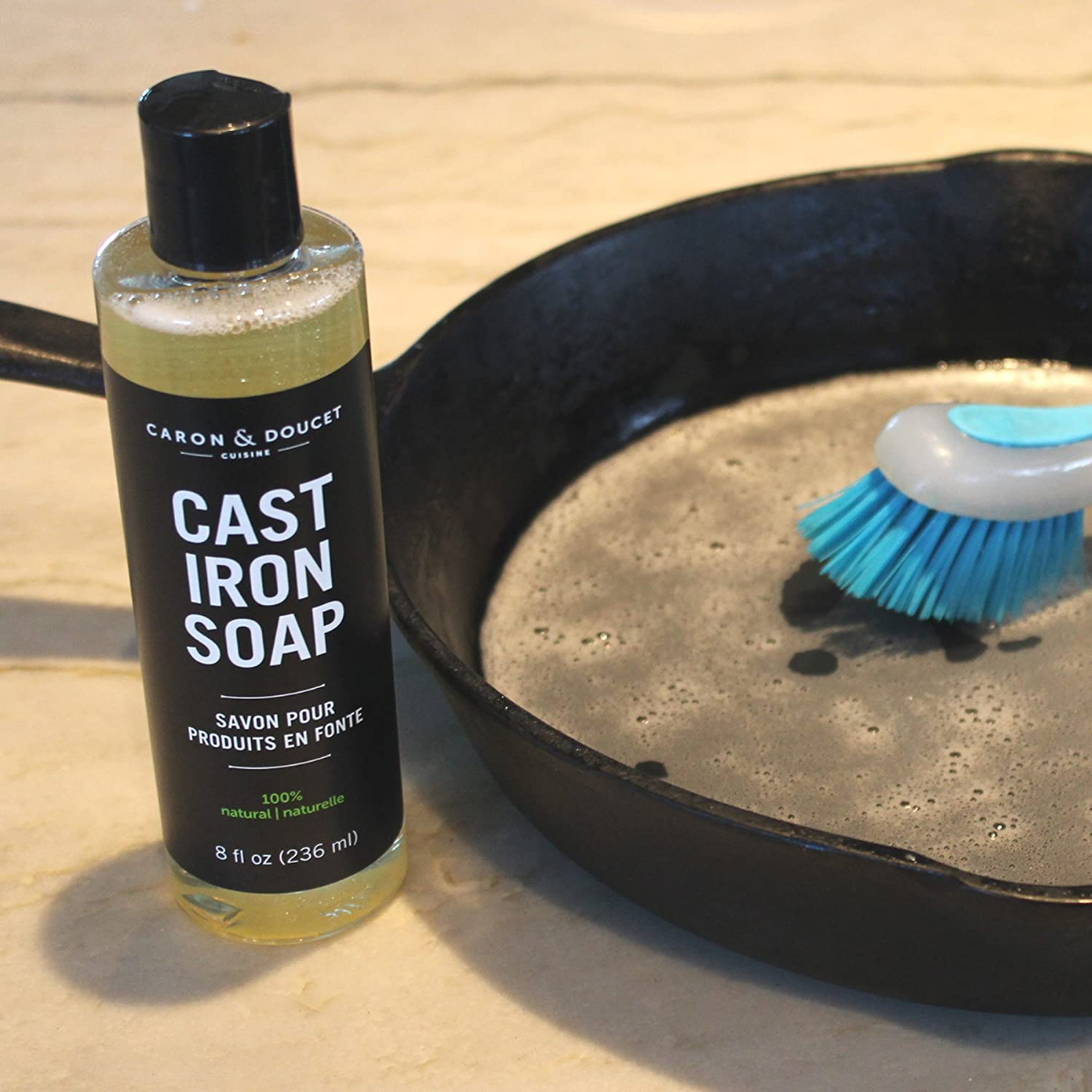 Caron & Doucet - Ultimate Cast Iron Set: Seasoning Oil, Cleaning Soap &  Restoring Scrub | 100% Plant-Based & Best for