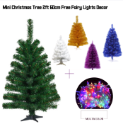 Mini Christmas Tree 2ft 60cm Free Fairy Lights Decor