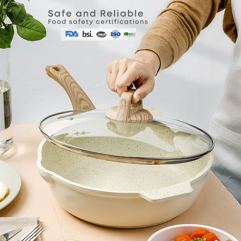 Carote Non Stick Frying Pan 4 pcs Kitchen ware Cookware Set kaldero pot  White Granite Original Export to Japan on Sale Non PFOA Suitable for  Induction Cooker & Gas Stove【Ice Cream Collection】