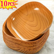 Wooden Design Plastic Square Snack Plates Set by KitchenJoy