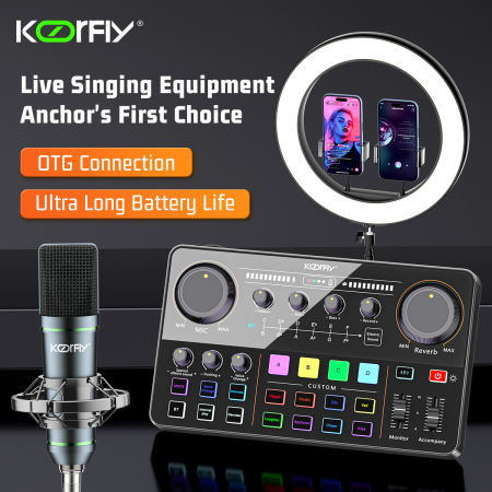 KOORFLY KF04 Live Sound Card Mixer for Recording and Streaming