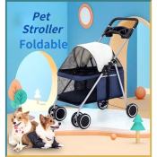 Pet Travel Stroller: Lightweight Foldable 4 Wheel for Dogs/Cats (Brand: [Brand