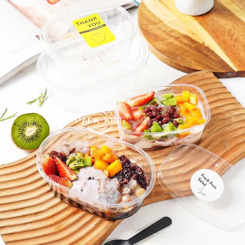 100pcs Clear Oval Dessert Acrylic Container with lid Food Grade