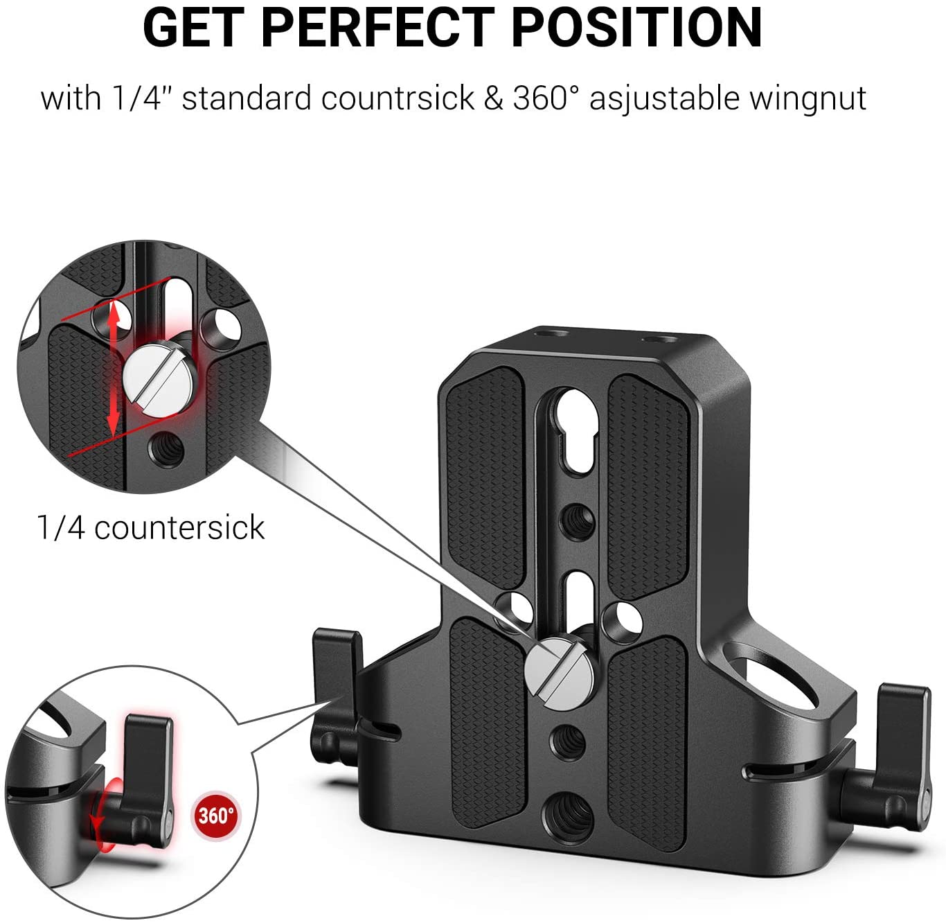 thumbnail interactive-video image 1 of SmallRig Universal Baseplate With Dual 15mm Rod Rail Clamp – For Camera Cage (Model 1674) – Open Box 1 of 4