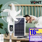 VONT Solar Electric Fan with Remote Control, Portable Outdoor Fan