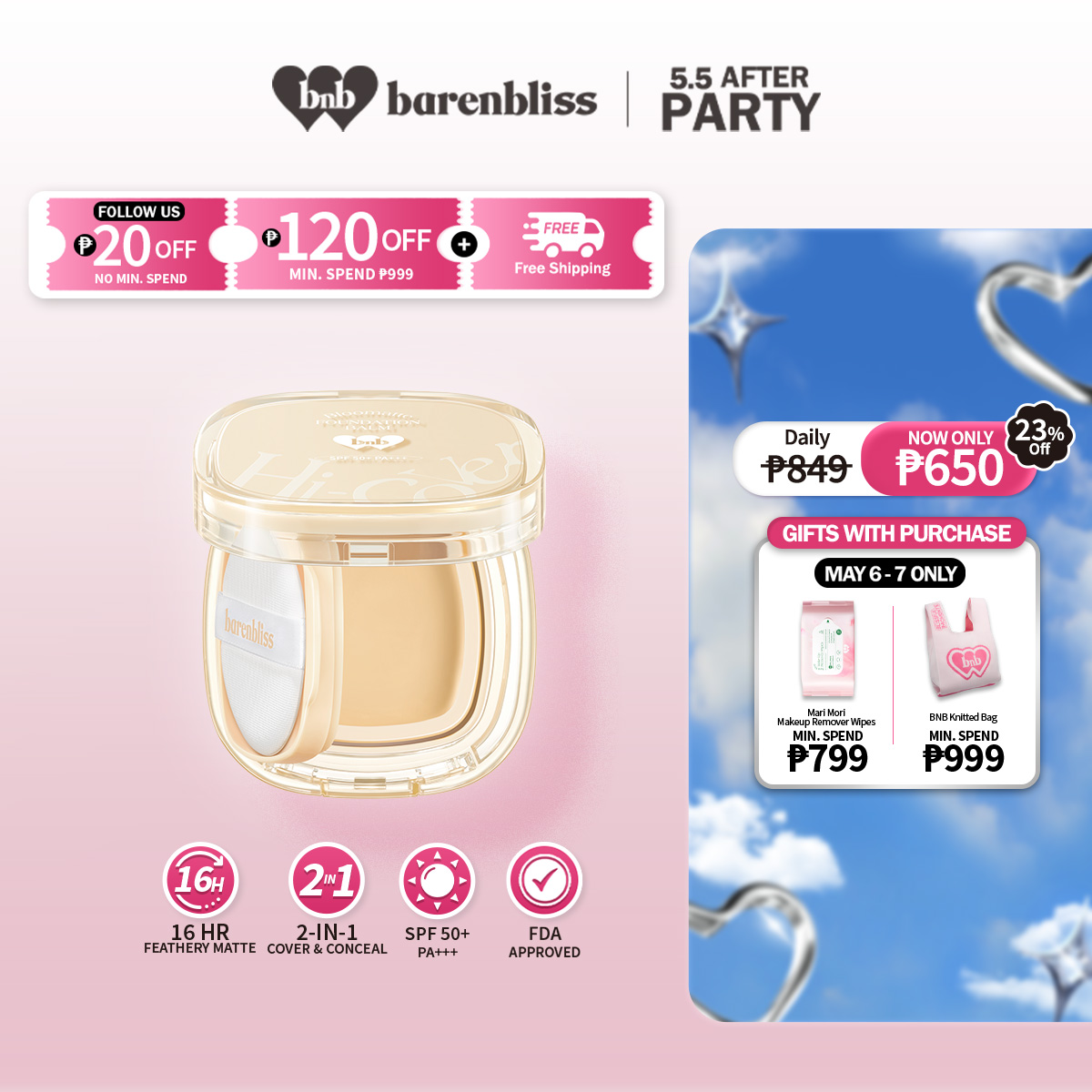 Discount on Barenbliss  shoes - SKU: 【hot】barenbliss Bnb Bloomatte Hi-Cover Foundation Balm | Waterproof | Transfer Proof | 16hr Long Wea