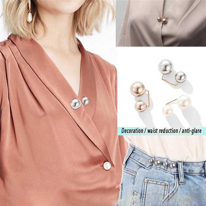 🔥 3Pcs/Set Brooch Anti-glare Buckle Neckline Cardigan Pearl Buckle Pin Waist Artifact Safety Pin Fixed Clothes Decoration Waist Buckle LovelylifeFu Cod