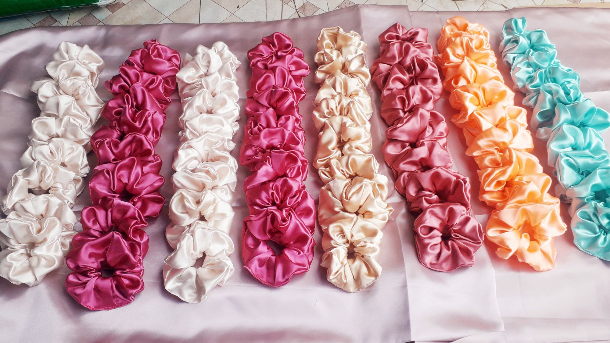 50 Pieces Satin Scrunchies for Freebies in business and birthdays giveaways Good quality Hair accessories Best Seller | Lazada PH