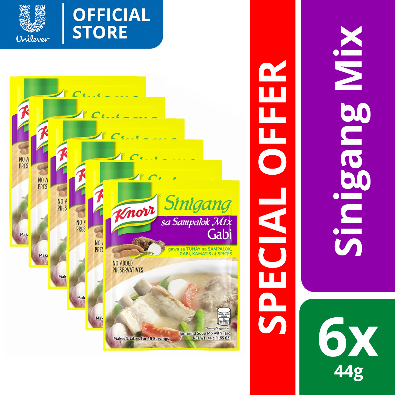 BUNDLE OF 6] Knorr Sinigang sa Sampalok Mix with Gabi 44g - Lazada