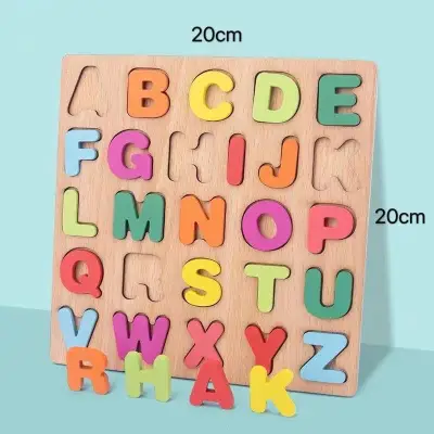 EAlphabet Digital Puzzle Wooden Toys Kid Number Letter shape Matching Jigsaw Board 20*20cm (1)