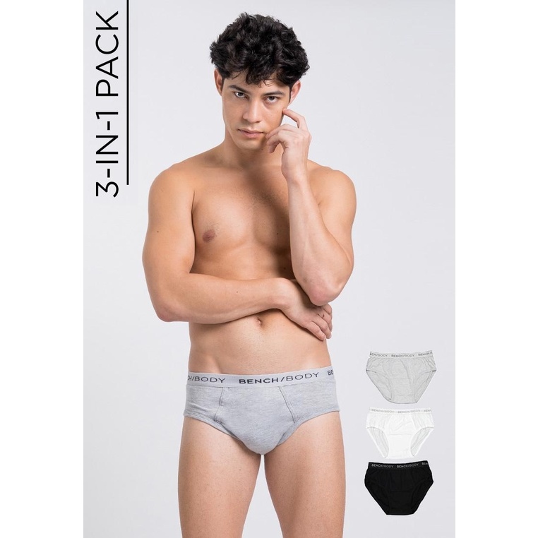 HOT】 BENCH/ 3-in-1 Pack Hipster Brief - Black/Gray/White