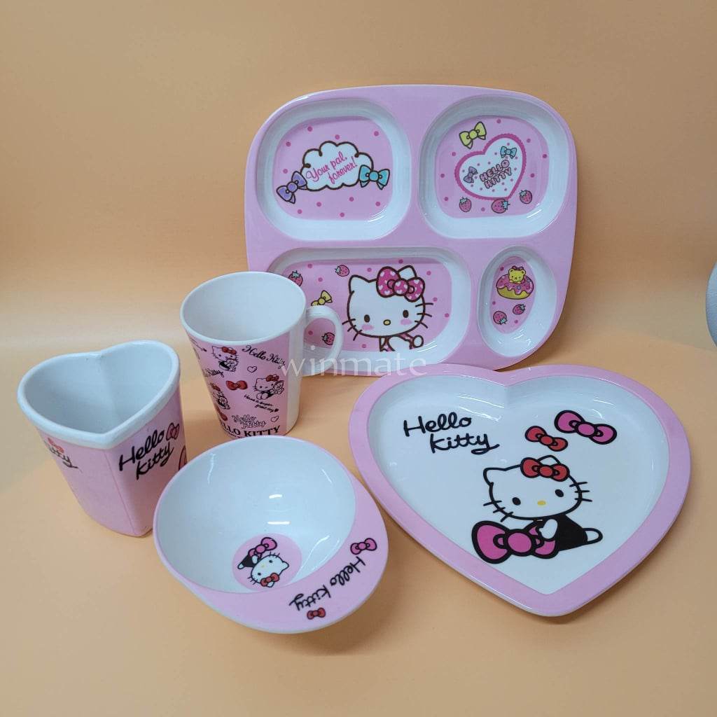 New Sanrio HelloKitty MyMelody Tableware Kawaii Anime Melamine Imitation  Ceramic Kitchen Children's Cake Plate Anti Shatter Tray - AliExpress