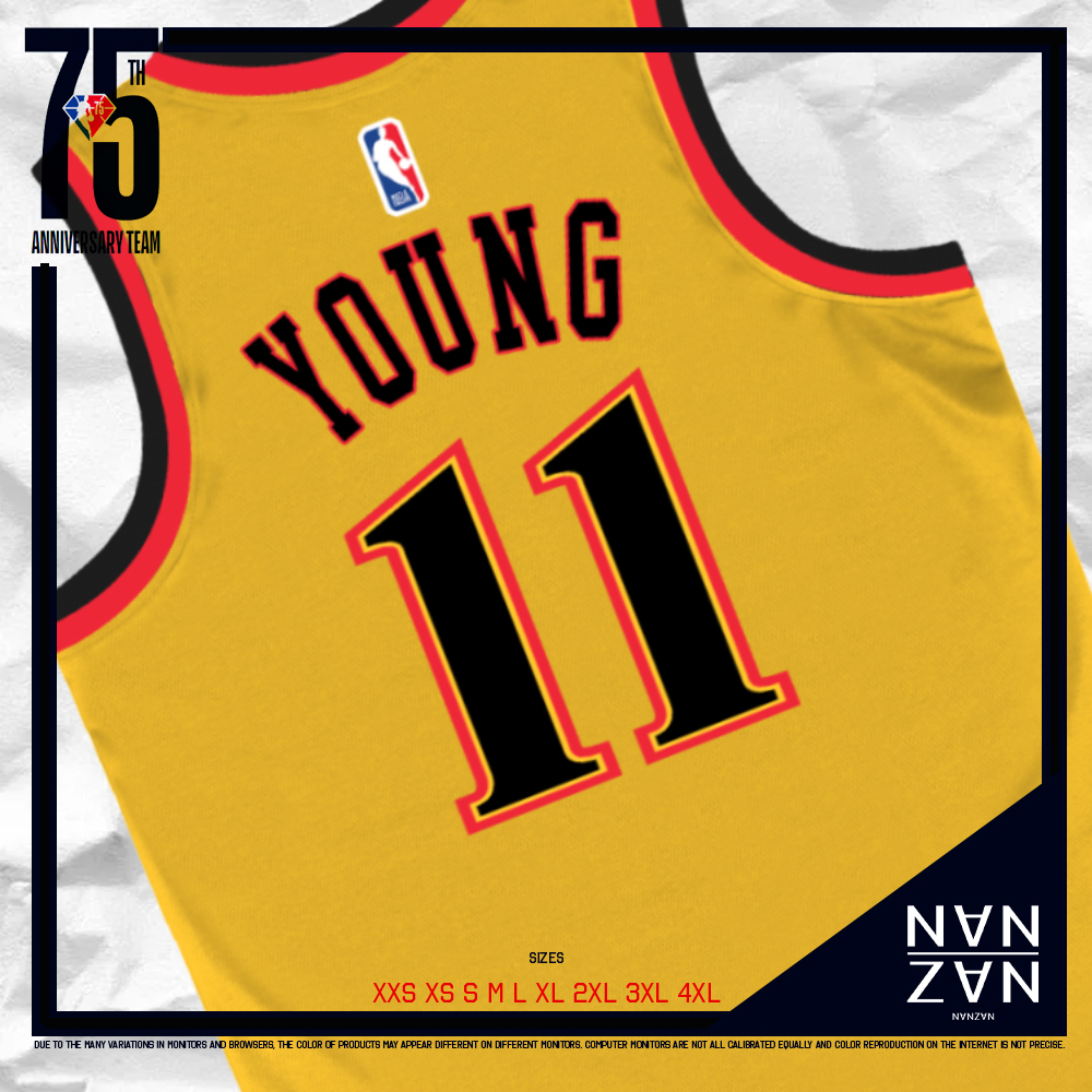 Trae Young Atlanta Hawks City Edition 2021-22 Player Edition Embroidered  Yellow Jersey