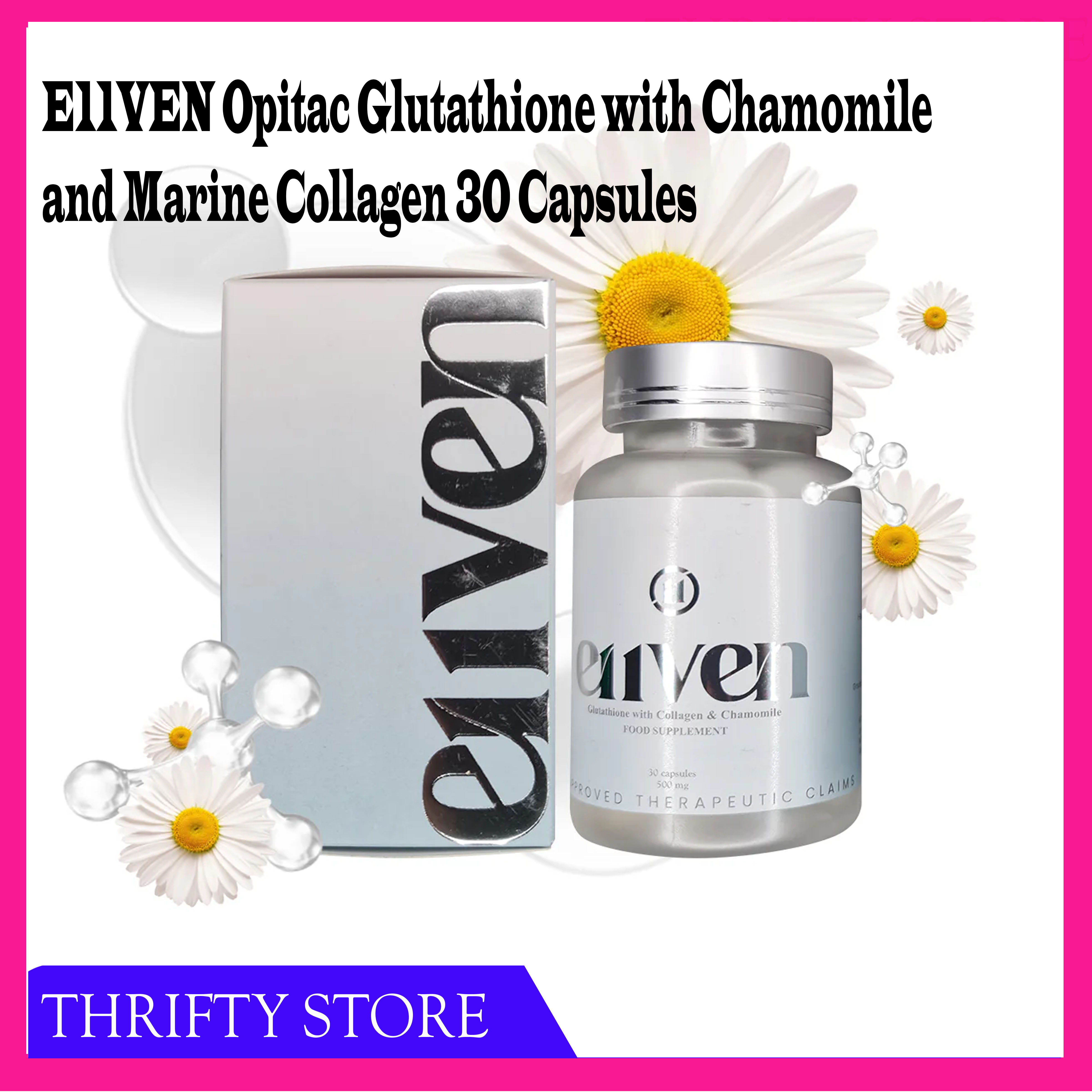 E11Ven Glutathione Collagen Capsules With Chamomile & Vitamins C&E -  Glowberry Skin Care Supplement