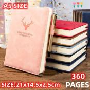 A5 Leather Notebook - 360 Pages for Students & Office