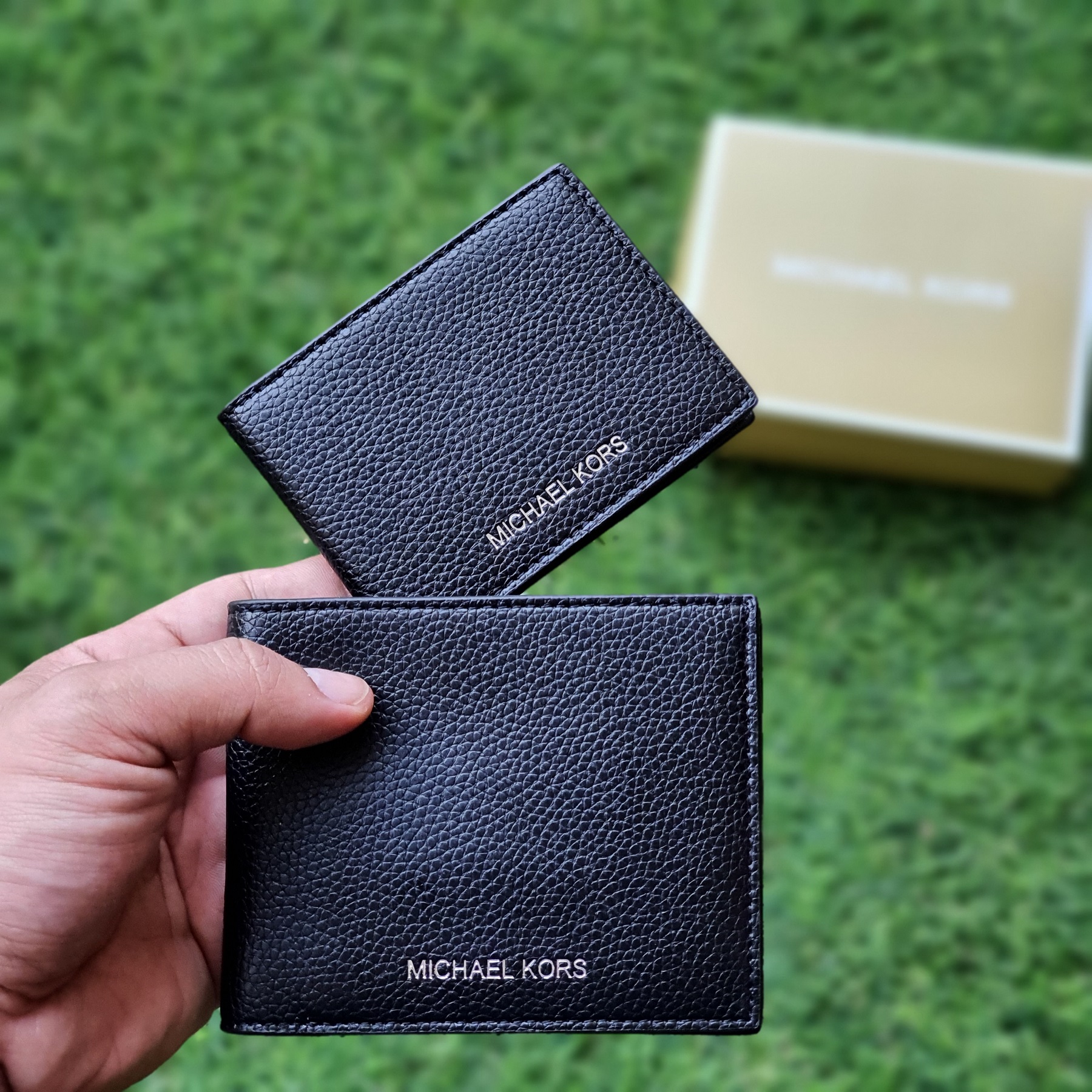Guaranteed Authentic Michael Kors Black Pebble Leather Men's Billfold Wallet  With Card Case | Lazada PH
