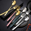 Creative 2IN1 Korean Metal Cutlery Set with Titanium Plated Handle