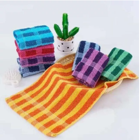 Satin Stripe Cotton Face Towel Set - 12 Pack