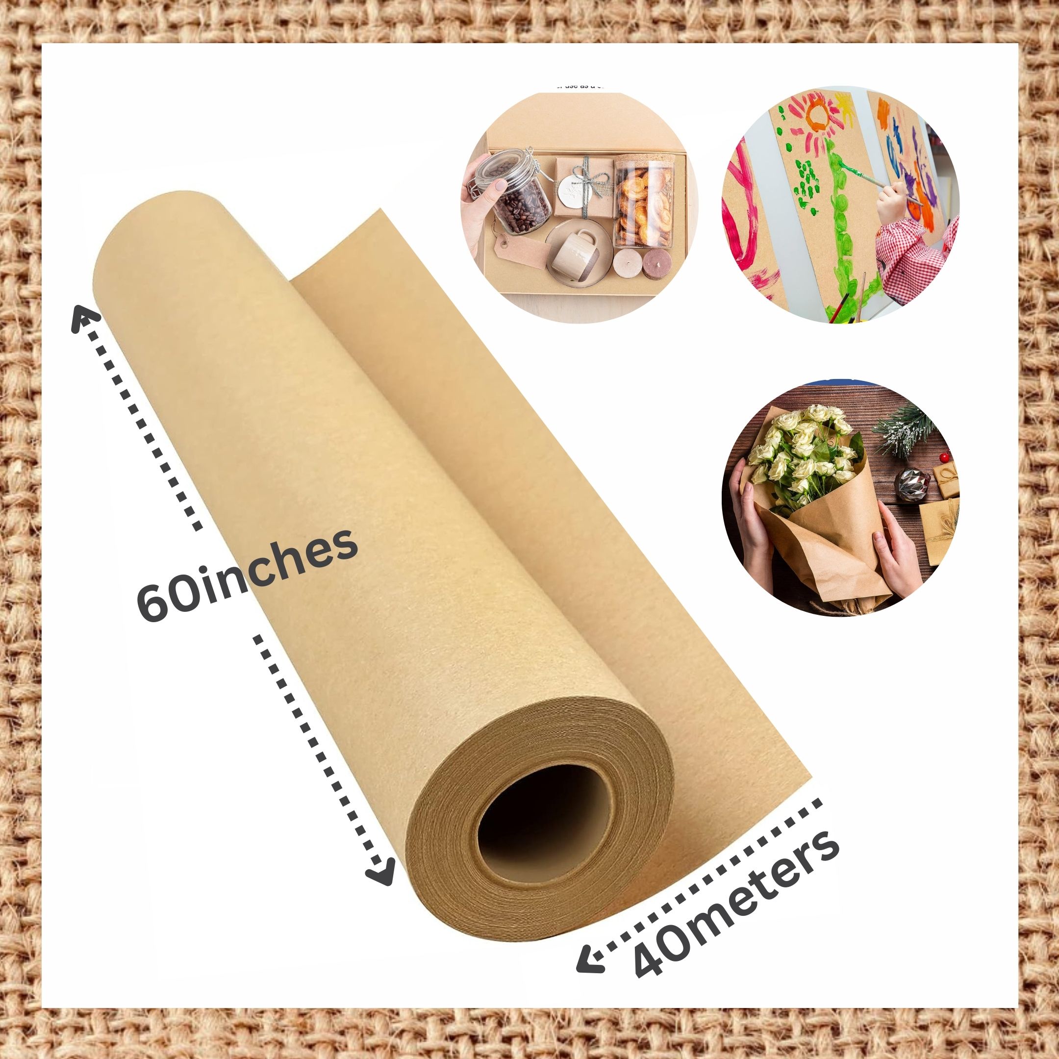 Brown Paper Continuous Roll 18x40meters Width 80gsm Wrapping Paper Craft  Paper Packing Paper for Moving Packing Gift Wrapping Wall Art Table Runner  Floor Covering