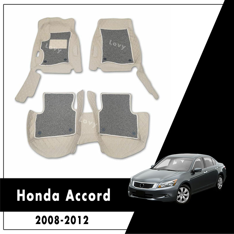 for Honda Eighth Gen Accord 2008-2012 Floor Mats Custom All Full Surrounded Floor Liner All Weather Waterpoof Anti-Slip Left Driving Black and Red 