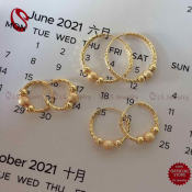LS jewelry 18k Bangkok Gold Loop Earrings With Balls 2372e
