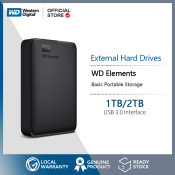WD Elements Portable 1TB/2TB External HDD - 3 Year Warranty