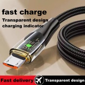 6A charger cable micro 1phone type-c transparent fast charging cable with indicator light TypeC Android 1M Usb cable