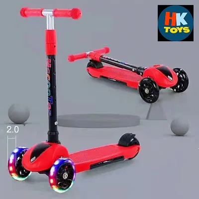 HKTOYS Foldable Kick Scooter LED Flashing Wheels Kids Scooter Folding Adjustable (A5) good for 2 to 9 years old (1)