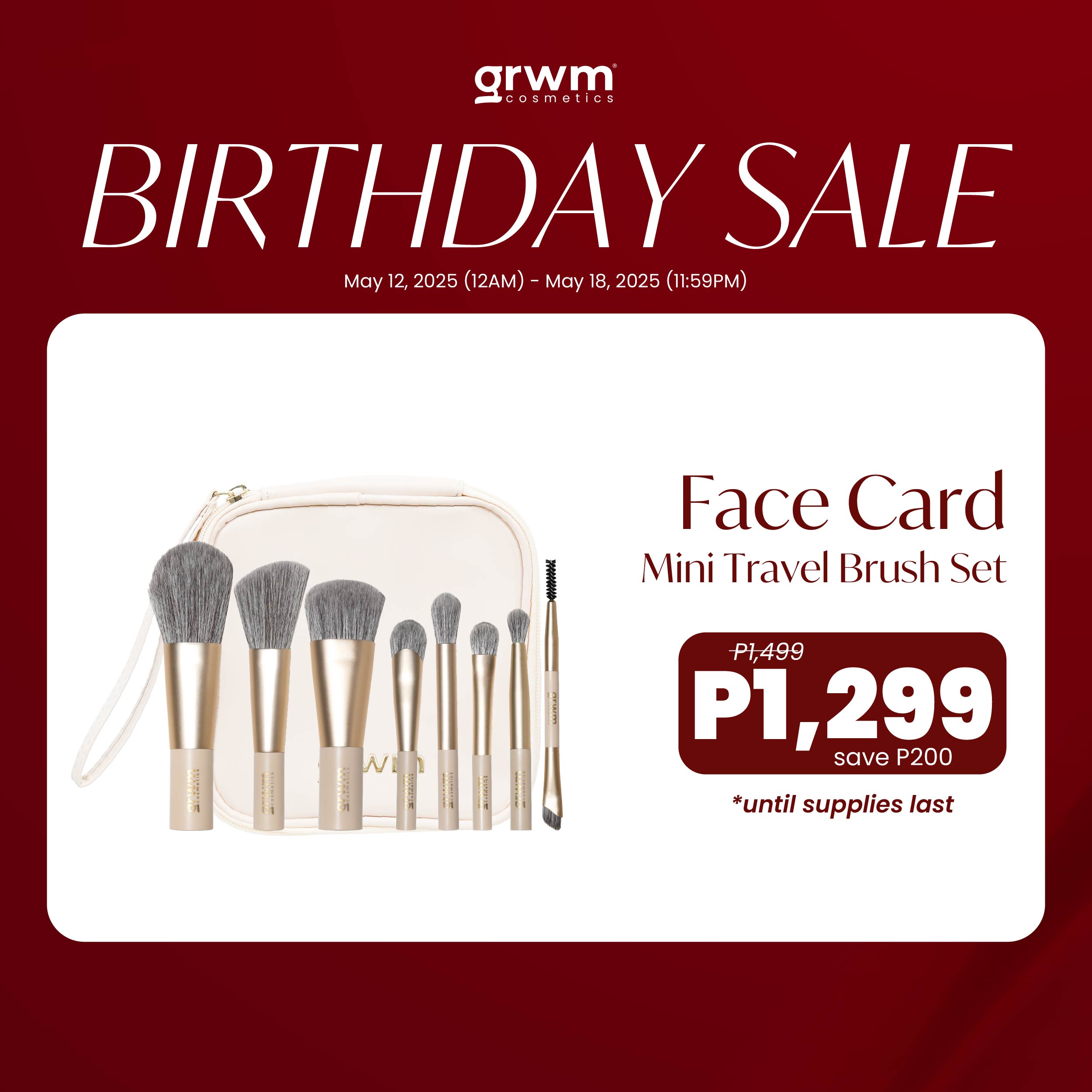 Discount on GRWM Cosmetics  shoes - SKU: GRWM Cosmetics Face Card Mini Travel Brush Set with Pouch