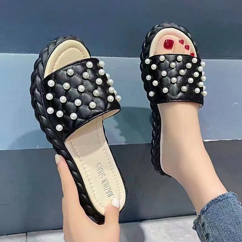 COOKY. Ladies Pearl Temperament Fashion Sandals Cute Korean Rubber