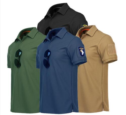 Mens Outdoor Sport Quick Dry T-shirt Summer Climbing Training Thin Lapel O-neck Military Uniform Tactical T Shirts 4XL Large Size