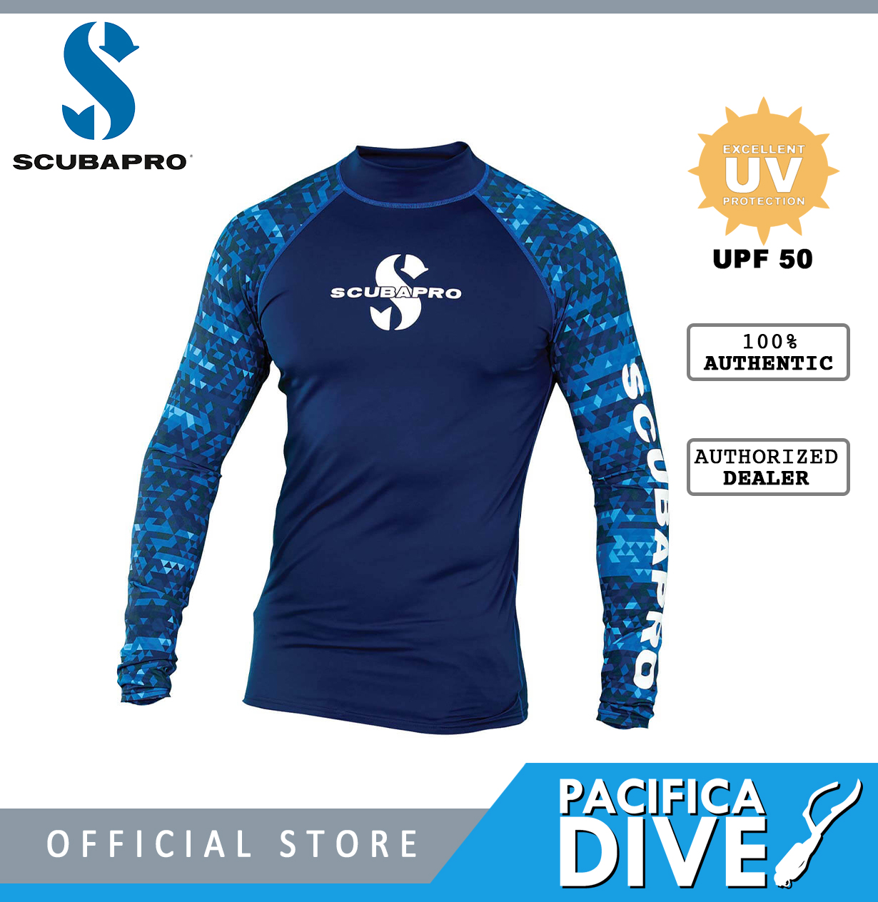 SCUBAPRO, UPF 50 Swim Long Sleeve Rashguard For Men, Black
