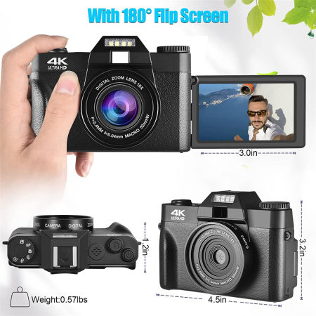 48MP 4K Vlogging Camera with Auto Focus and WIFI