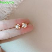 HOT 18KGold Plated Retro French Elegant Pearl Earrings