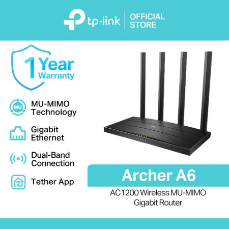 TP-Link Archer A6 AC1200 Dual Band Gigabit Router