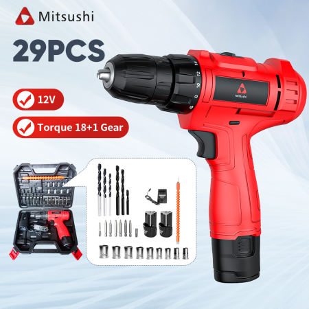 Mitsushi 12V Cordless Drill Driver with Accessories Kit