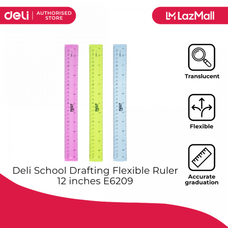Deli School Supplies- Flexible Drafting Ruler 12" E6209