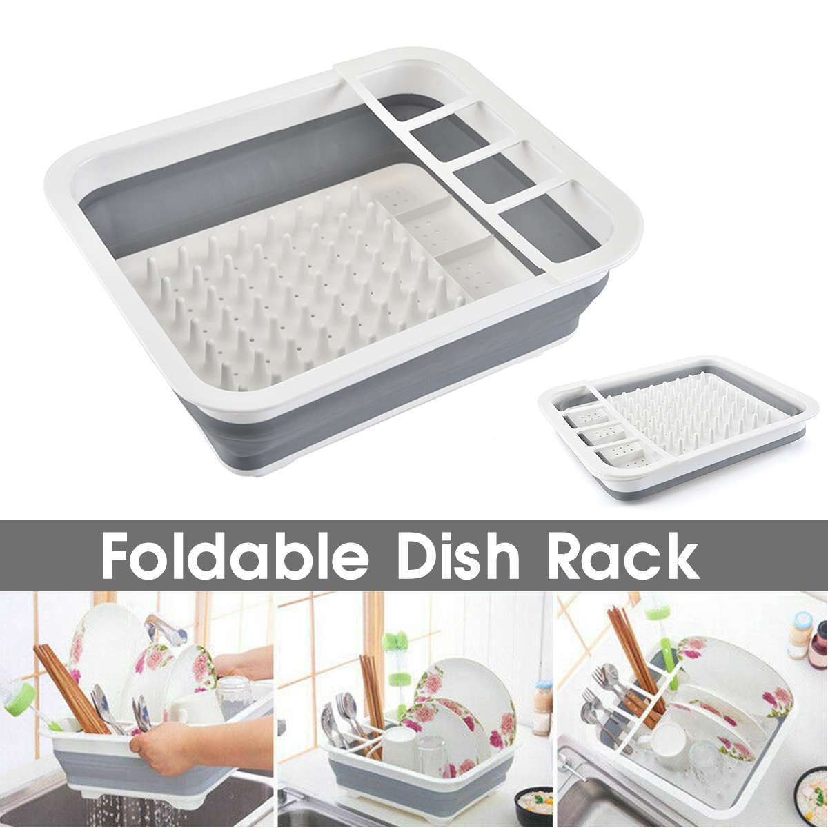 Foldable Organizer Dish Plate Drying Rack Drainer Storage Kitchen Holder GO9Z 