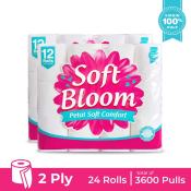 Soft Bloom Bathroom Tissue 2 Ply - 12 Rolls x 2 Packs